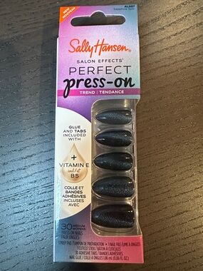 Sally Hansen Perfect Press-On Nails Sapphire Spin Medium 30ct Glue & Tabs New